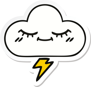 Bir insan tarafından çizilmiş şirin bir gökgürültüsü bulutunun çıkartması.