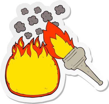 Bir insan tarafından çizilmiş yanan bir meşalenin çıkartması.