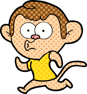 Bir insan tarafından çizilmiş korna çalan maymun.