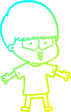 Bir çizgi film karakteri çizen soğuk çizgi bir insan tarafından çizilmiş mutlu çocuk.