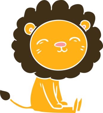 Bir insan tarafından çizilmiş düz renkli çizgi film aslanı