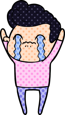 Bir insan tarafından çizilmiş ağlayan çizgi film adamı.