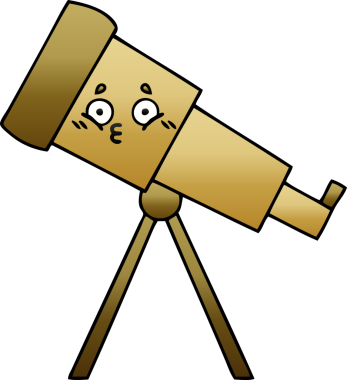 Bir insan tarafından çizilmiş bir teleskobun gölgelenmiş karikatürü