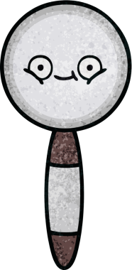 Bir insan tarafından çizilmiş bir büyüteçin retro grunge desen karikatürü