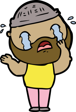 Çizgi film sakallı adam bir insan tarafından çizilmiş ağlıyor.