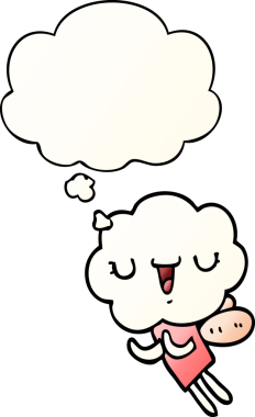 Düşünce baloncuğu olan, bir insan tarafından çizilmiş tatlı çizgi film başlıklı yaratık.