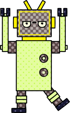 bir insan tarafından çizilmiş bir robotun çizgi roman tarzı