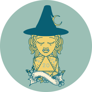 Retro Dövme Biçimi Bir insan tarafından çizilmiş doğal 20 zarlı yarım ork büyücüsü