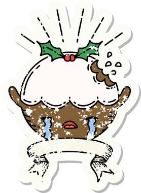 Dövme stili eski bir çıkartma. Puding karakteri bir insan tarafından çizilmiş.