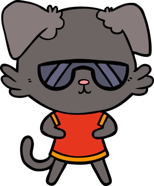 Bir insan tarafından çizilmiş havalı bir çizgi film köpeği.