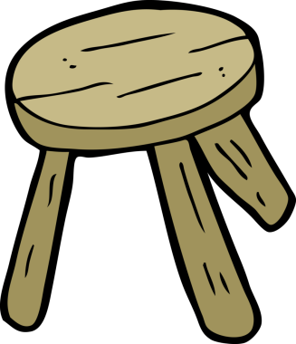 Bir insan tarafından çizilmiş ahşap tabure.