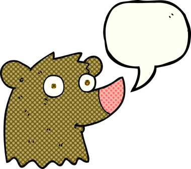 Bir insan tarafından çizilmiş serbest çizilmiş çizgi roman konuşma balonu çizgi film ayısı.