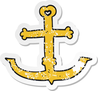 Bir insan tarafından çizilmiş karikatür çapasının gerilimli yapıştırması.