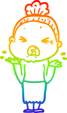 Bir insan tarafından çizilmiş kızgın yaşlı bir kadının çizimi.