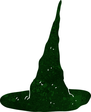 Bir insan tarafından çizilmiş ürkütücü cadı şapkası.