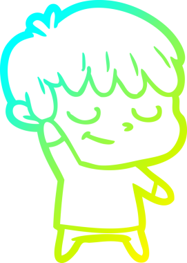 Bir insan tarafından çizilmiş mutlu çizgi film çocuğu çizimi.