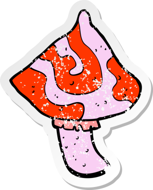 Bir insan tarafından çizilmiş bir mantar desenli karikatür yapıştırması.