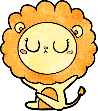 Bir insan tarafından çizilmiş çizgi film aslanı.