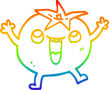 gökkuşağı gradyanı çizimi bir insan tarafından çizilmiş mutlu domates