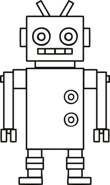 Bir insan tarafından çizilmiş dans eden bir robot çizimi