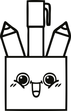 Bir insan tarafından çizilmiş kalem kabının çizgi çizimi