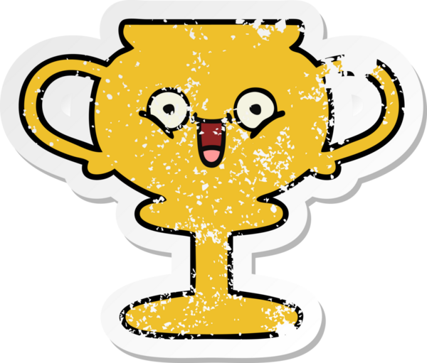 Bir insan tarafından çizilmiş sevimli bir karikatür kupasının sıkıntılı çıkartması.