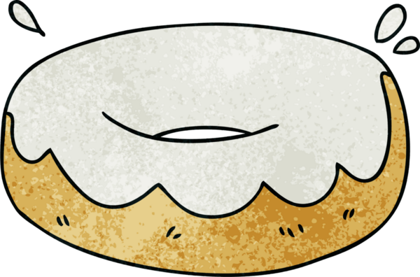 Bir insan tarafından çizilmiş garip bir karikatür buzlu çörek.