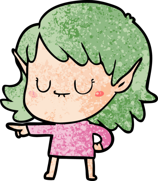 Bir insan tarafından çizilmiş mutlu elf kızı.