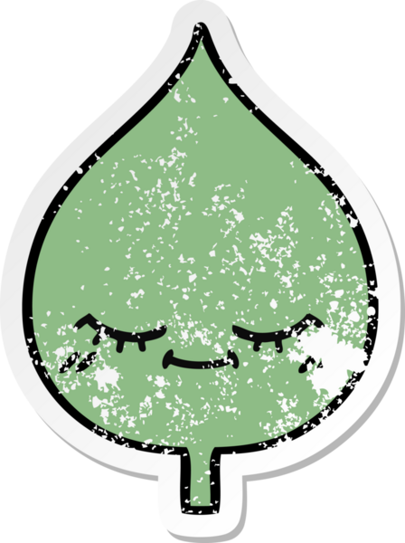 Sevimli bir çizgi film karakterinin sıkıntılı çıkartması. Bir insan tarafından çizilmiş ifade yaprağı.