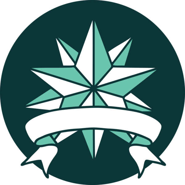 bir insan tarafından çizilmiş bir yıldızın pankartıyla dövme biçimi simgesi