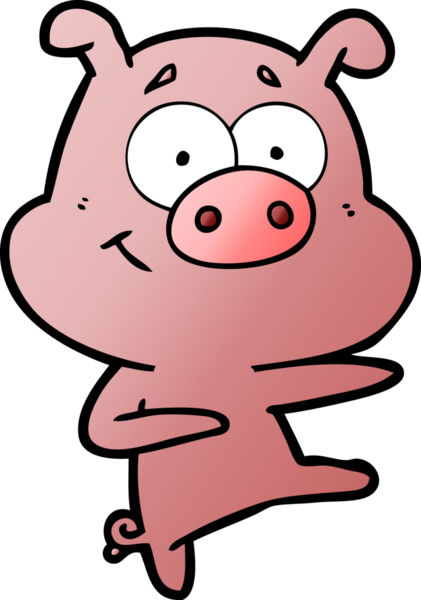 Bir insan tarafından çizilmiş çizgi film domuzu.