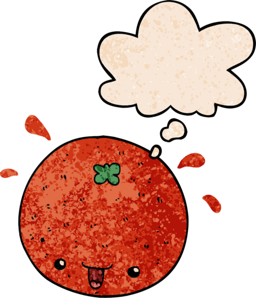 insan tarafından çizilmiş grunge desenli düşünce baloncuklu çizgi film turuncusu.