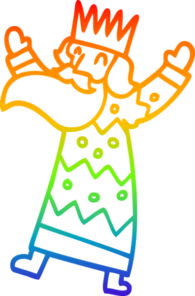 Gökkuşağı gradyan çizgi çizimi Bir insan tarafından çizilmiş neşeli bir kral