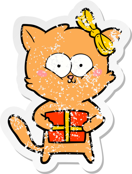 Bir insan tarafından çizilmiş karikatür bir kedinin sıkıntılı çıkartması.