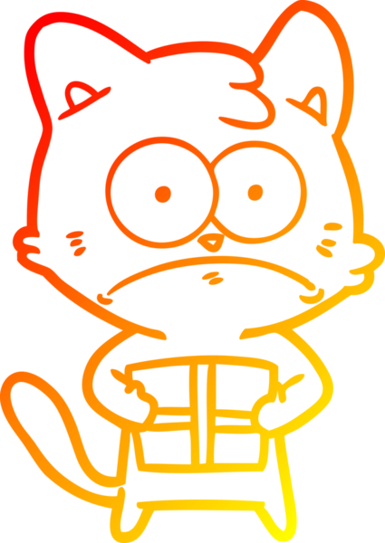 İnsan tarafından çizilmiş bir çizgi film kedisinin sıcak çizgi çizimi