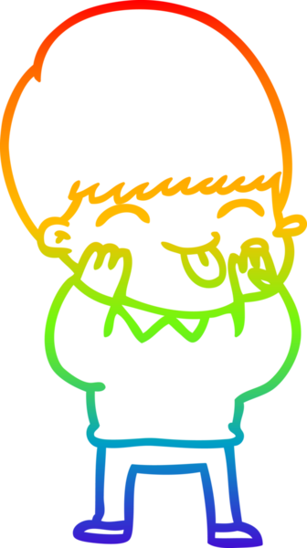 gökkuşağı gradyan çizgi çizimi bir insan tarafından çizilmiş ahududu üfleyen çizgi film çocuğu