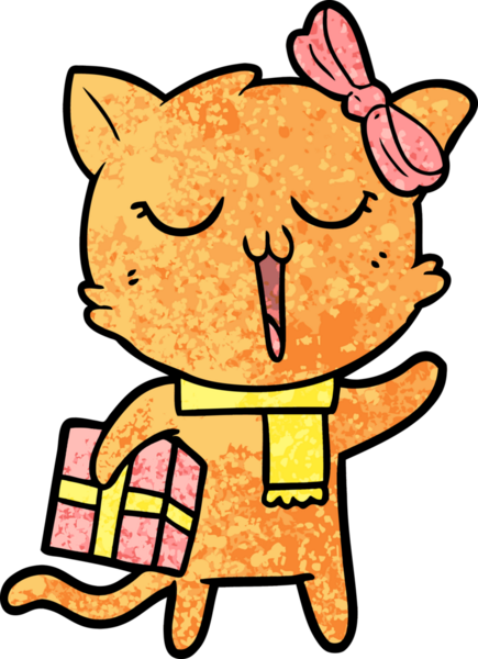 Bir insan tarafından çizilmiş çizgi film kedisi.