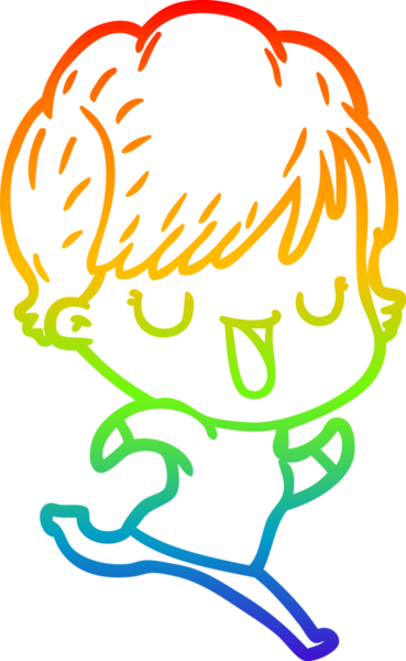 Gökkuşağı gradyan çizgi çizimi bir insan tarafından çizilmiş bir karikatür kadın