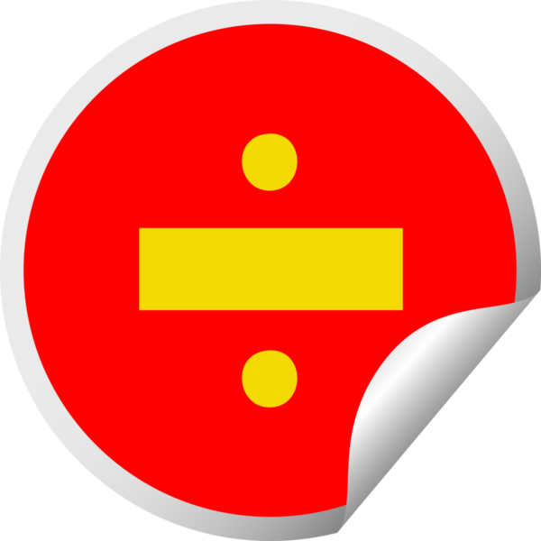 Bir insan tarafından çizilmiş bir bölme sembolünün dairesel soyma etiketi.