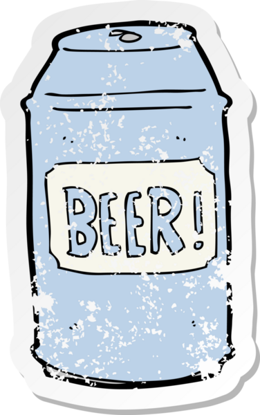 Bir insan tarafından çizilmiş karikatür bira kutusunun gerilimli yapıştırması.