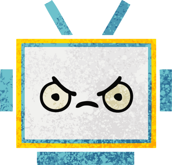 Bir insan tarafından çizilmiş robot kafasının retro çizim tarzı karikatürü