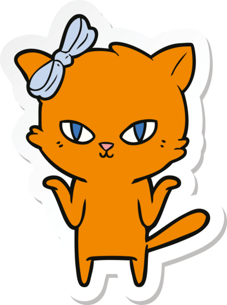 Bir insan tarafından çizilmiş şirin bir çizgi film kedisinin çıkartması.