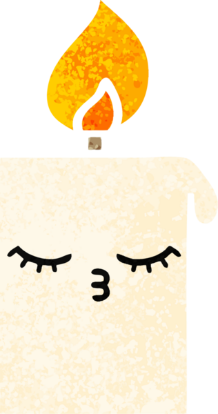 Bir insan tarafından çizilmiş yanan bir mumun retro çizim tarzı karikatürü