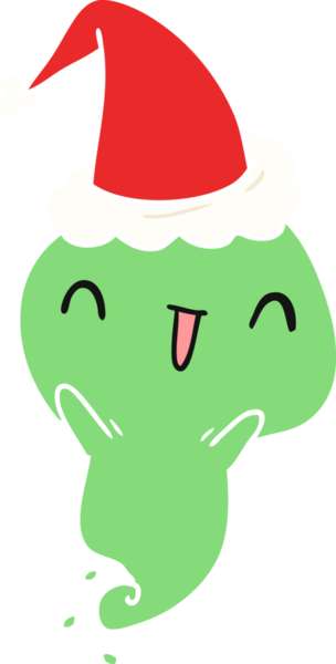 Bir insan tarafından çizilmiş Kawai hayaletinin Noel karikatürü.