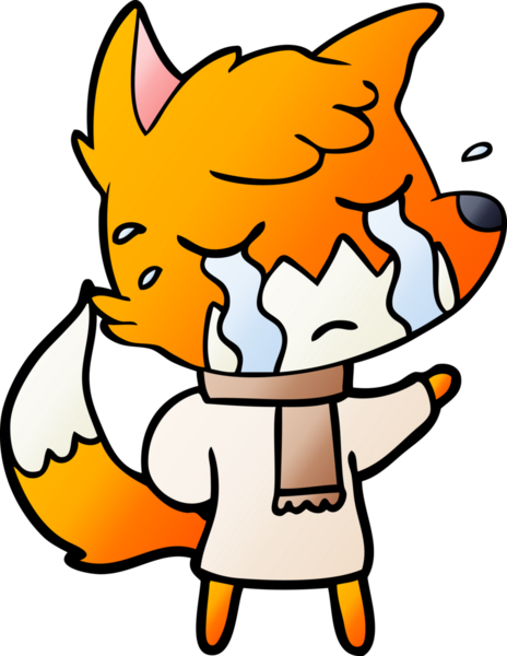 Bir insan tarafından çizilmiş ağlayan tilki çizgi filmi.