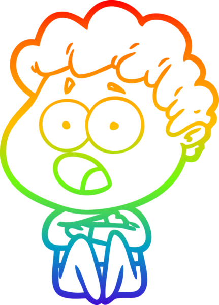 Gökkuşağı gradyan çizgi çizimi Bir insan tarafından çizilmiş şaşırarak nefes nefese bir çizgi film adamı