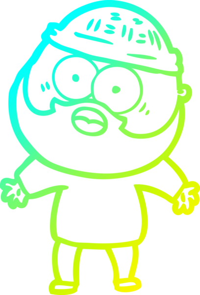 Bir insan tarafından çizilmiş sakallı bir karikatür çizimi.