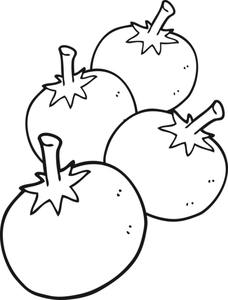 Bir insan tarafından çizilmiş siyah beyaz domates.