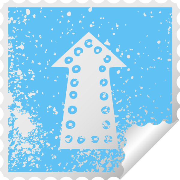 Bir insan tarafından çizilmiş sıkıntılı kare soyma etiketi ilginç sembol oku