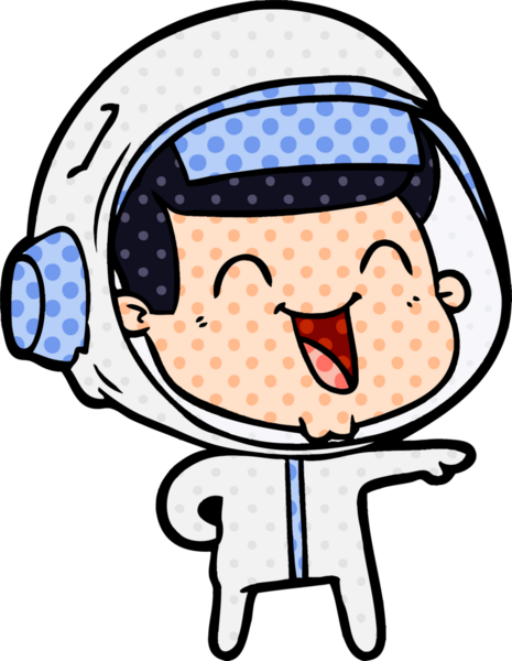 Bir insan tarafından çizilmiş mutlu astronot çizgi filmi.